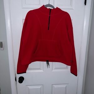 PINK red & black cropped half zip